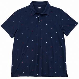 Old Navy Mens Navy‎ Star Print Polo Shirt Size XL Blue Americana Short Sleeve